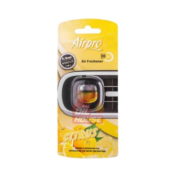 Airpro Citrus Mini Vent Clip Car Air Freshener 2.5ml