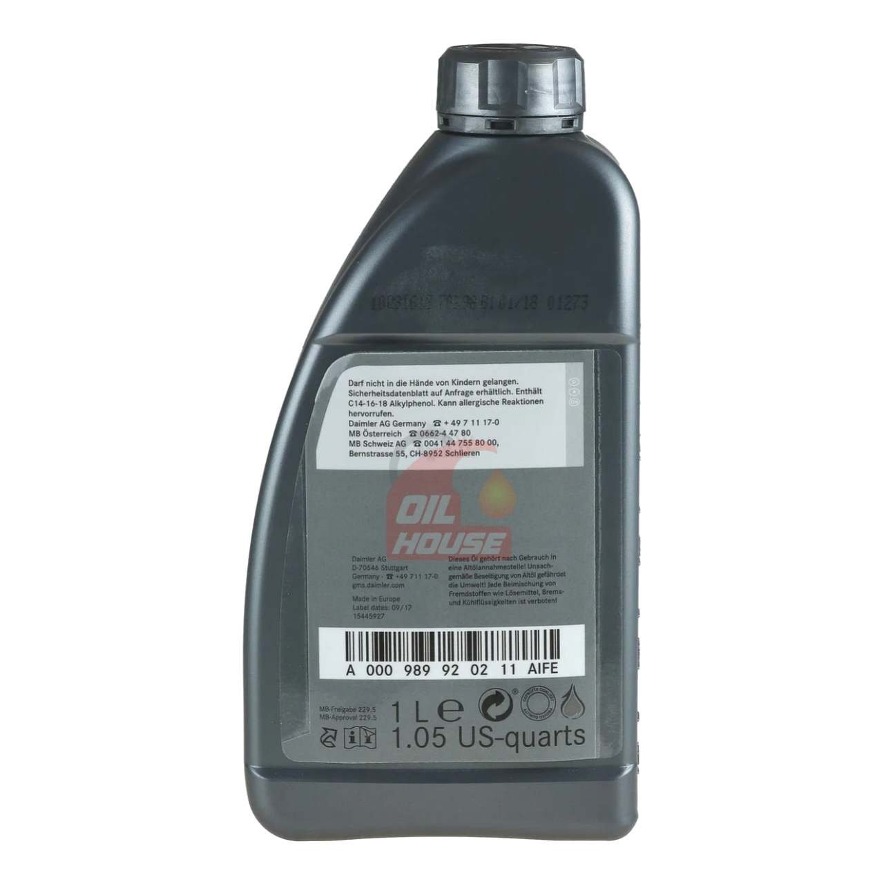 Mercedes-Benz SAE 5W-40 Full Synthetic Engine Oil 1L - Image 2