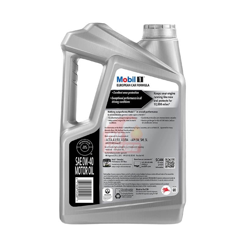 Mobil 1 European Car Formula 0W-40 Full Synthetic Motor Oil 4.73L/5Quart - Image 2