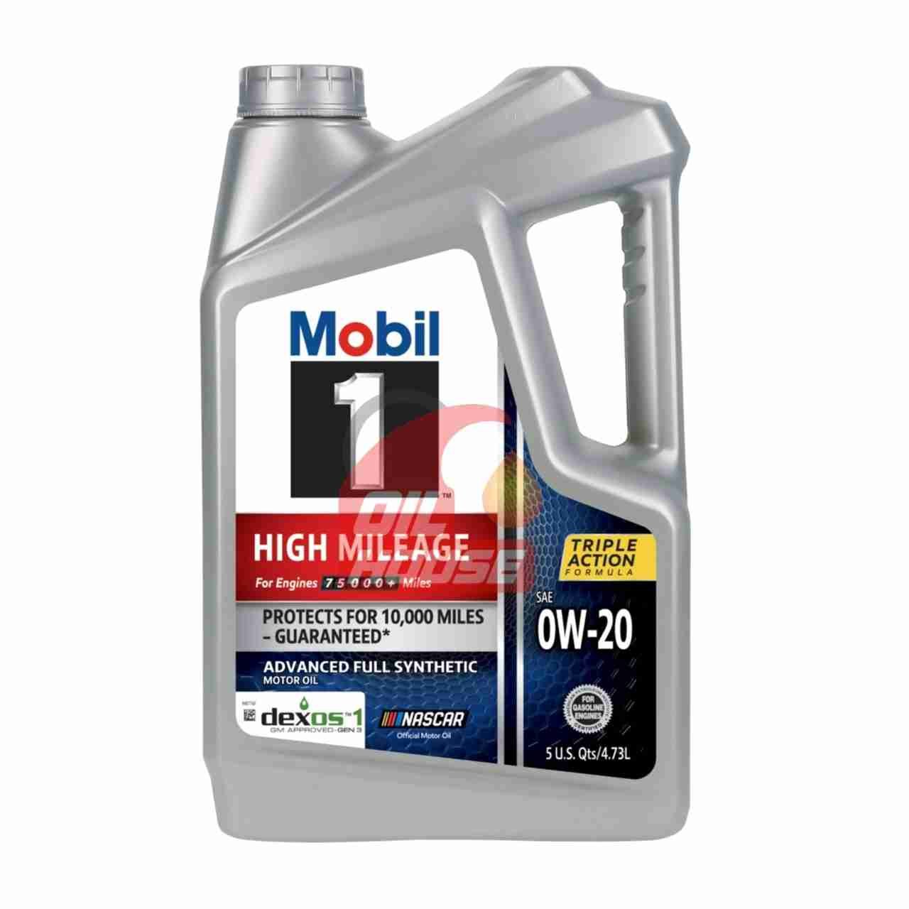 Mobil 1 High Mileage 0W-20 Full Synthetic Motor Oil  5Quart