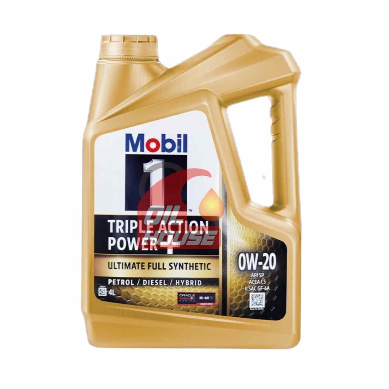Mobil 1 Triple Action Power+ 0W-20 Full Synthetic Engine Oil 4L (IMPORTED)