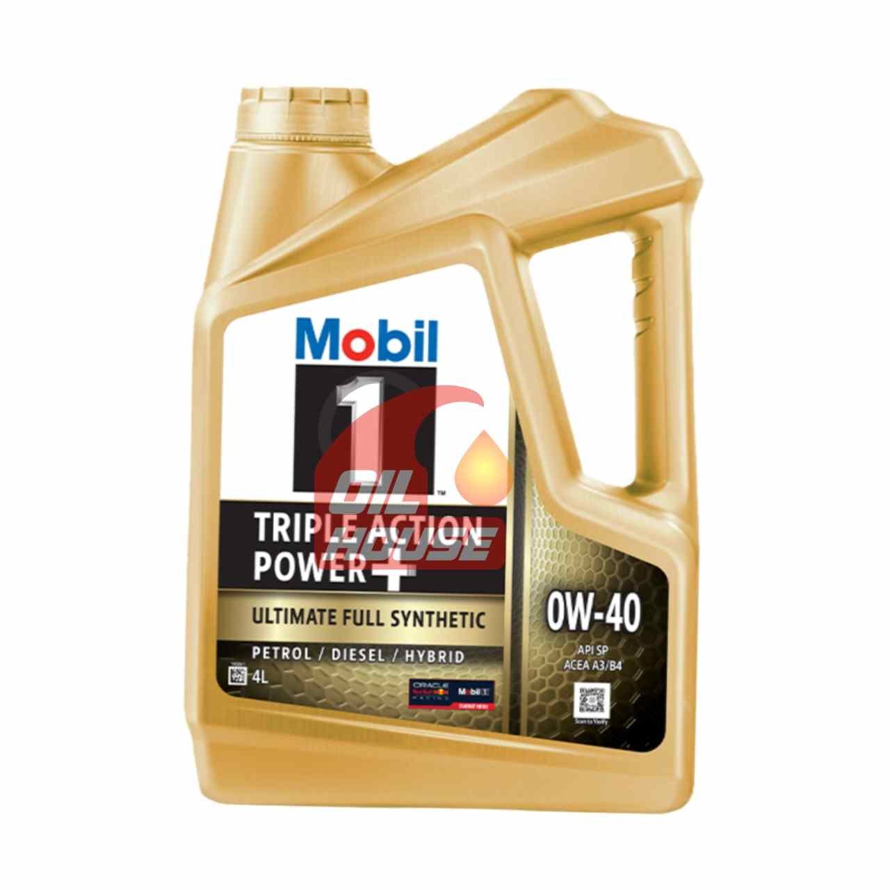 Mobil 1 Triple Action Power+ 0W-40 Full Synthetic Engine Oil 4L